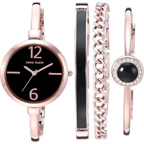 Anne Klein Women's Bangle Watch and Premium Crystal Accented Bracelet Set