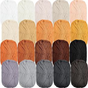 Timgle 20 Skeins Soft Milk Cotton Yarn Assorted Colors Crochet Yarn Sport Weight Yarn for Crochet Knitting Cotton Blanket Yarn for DIY Crafts, Each 50g/145 Yard, 20 Colors (Earth Tone,4 Ply)