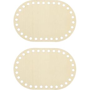 PATIKIL 6" x 4" Crochet Basket Bottom, 2Pcs Oval Blank Crochet Knitting Wooden Base for DIY Craft Weaving Basket Making Supplies Home Decoration