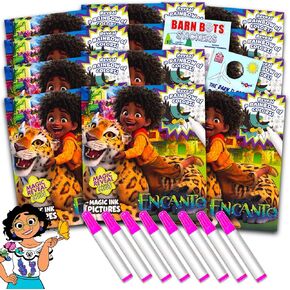 Disney Encanto Imagine Ink Coloring Book Set for Girls Boys - 12 Pack No Mess Encanto Coloring Books with Barn Bots Stickers and Door Hanger (Disney Encanto Party Favors)