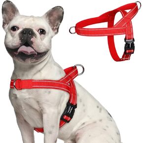 rabbitgoo Dog Harness No Pull, Quick Fit for Medium Sized Dog with Soft Padded Handle, Chest Adjustable Reflective Pet Vest, No Choke Escape Proof for Walking Training, Red M