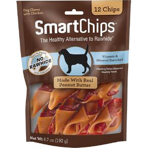 SmartBones SBPB-00235 SmartChips For Dogs, Rawhide-Free 12 Count, Peanut Butter , 6.7 Ounce (Pack of 1)