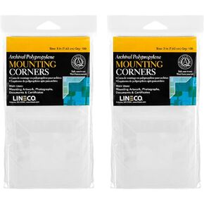 Lineco Polypropylene 3 Inch Full View Photo Mounting Corners. Easily Mount Your Art, Pictures, Craft, and Documents, Used for Scrapbooking, DIY, Displaying. Pack of 100, Set of 2.