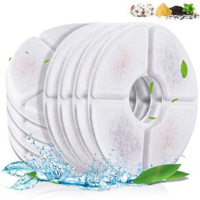 Comsmart Pet Fountain Filter Set, 3 Triple Filtration System Replacement Cat Water Fountain Filters for Round 81oz/2.4L Automatic Pet Fountain Cat Water Fountain (Pack of 8)