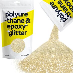 Hemway Polyurethane & Epoxy Glitter Metallic Crystal Flake Additive for Flooring, Jewellery Making, Tumblers and Resin 100g / 3.5oz - Ultrafine (1/128" 0.008" 0.2mm) - Champagne Gold
