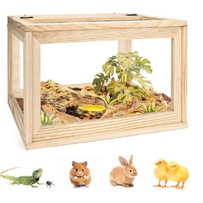 Wooden Chicken Brooder Box, Reptile Enclosure with Openable Top, 20x12x12 Inches Reptile Tank, Small Animal Habitat for Guinea Pig, Hamster, Bearded Dragons, Lizards