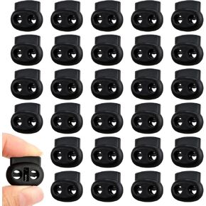 Plastic Cord Locks, Draw String Clip Cord Lock Black Spring Toggle Stopper Shoe Lace Tie Locks Fastener Lock for Shoelaces Bags Paracord Clothing and Drawstrings