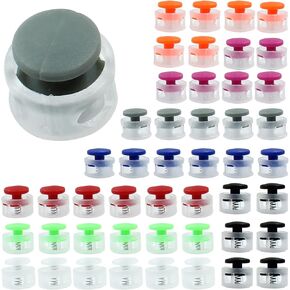 Hitefu 48 PCS Double Hole Cord Locks Heavy Duty for Shoelaces - Durable Adjustable Ball Shape Spring Toggle Stoppers for No Tie Drawstring - Reliable Paracord Hoodies Pants Accessory (8 Colors)