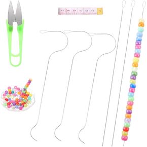 8Pcs Bead Spinner Needles, Big Eye Beading Needles, with Threader, Needle Bottle, Yarn Scissors, Tweezers, Seed Bead Needles for Beading Bracelets Necklaces Jewelry Making DIY Waist Beads
