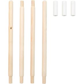 Replacement Wood Poles and Connectors for Kids Teepee Tent, 69 Inch Length Composed of 4 Short Poles & 3 Connectors for Play Tents