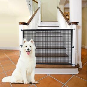 Baby Gate for Stairs No Drill - 43.3" W x 28.3" H Portable Retractable Mesh Dog Gate for Stairs No Drilling Magic Gate Pet Gate Puppy Gate Dog Gate for Doorways (43.3" x 28.3")
