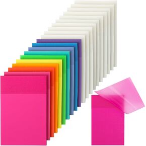 Mr. Pen- Transparent Sticky Notes, 3"x2", 20 Pads, 1000Sheets, Colorful & Clear See Through Sticky Notes, Bulk Sticky Notes Transparent, Translucent Sticky Notes, Clear Transparent Sticky Notes Clear