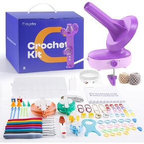 Caydo Yarn Winder Crochet Kit, Electric Yarn Ball Winder for Crocheting & Pom Pom Maker & Crochet Tool Set, Automactic Yarn Cake Winder Crochet Supplies, Perfect Present for Knitting Enthusiast