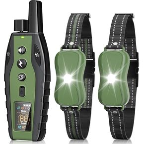 Dog Shock Collar with Remote Control 2 Dogs (20-120 lbs) - 3300FT Dog Training Collar with Light, with Beep, Vibration, Safety Shock Mode, Rechargeable Waterproof for Small, Medium and Large Dogs