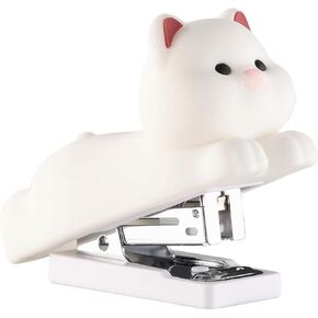 Honagu Mini Cute Animal Stapler with Staples, Cartoon Stereoscopic Silicone (PVC) Stapler, Labor-Saving Office Supplies for Students Kids (Milky White Bear)