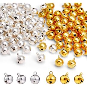 Naler 120pcs Jingle Bells for Crafting Christmas Decoration, Silver Gold Sleigh Bell Christmas Tree Bell Decoration for Christmas Home and Pet Decorations Xmas Decor Party Favors Supplies