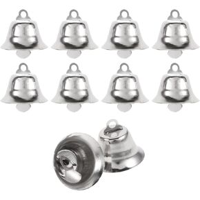 Silver Jingle Bells for Crafting: 20 Pack Small Bells for Crafts, 21MM Mini Call Bells Bulk for Christmas Wedding DIY Craft Wind Chimes Making Easter Ornament