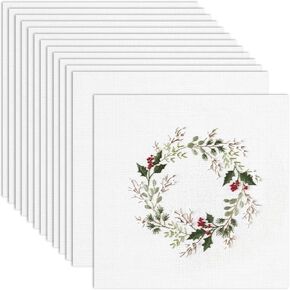 12 Pcs Embroidery Fabric Squares, 10 x 10 Inch Embroidery Cloth Fabric, White Cotton Fabric for Embroidery, Embroidery Supplies