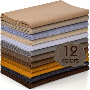 12 Rolls 8"x35" 1.4mm Thick Soft Felt Fabric Sheet 12 Assorted Brown Series Colors Felt Pack for DIY Craft Sewing Squares Nonwoven Patchwork