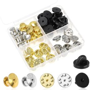 60PCS Metal Locking Pin Backs Pin Keepers Clasp Lapel Push Pin Backs Locking Buckles Multicolor Pin Locks Blank Pin Locks for Brooch Hat DIY Crafts Badges Enamel Lapel Needles Pin Lock