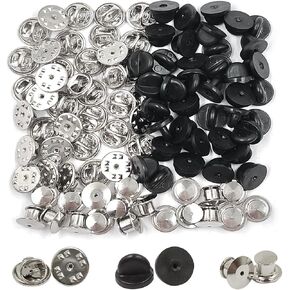 220 Pieces Pin Backs, lyfLux Rubber and Metal Locking pin Backs Suitable for Badge Insignia, Tie Tacks and Jewelry Replacement
