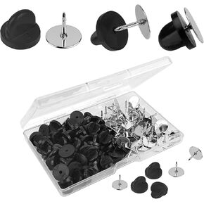 50 Pairs Pin and Backs, Backs Locking Tie Tack, Rubber Pin Backs, Tie Tacks Pins with Rubber Pin Backs, for Ties, Accessories Etc (50)