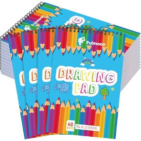 Fulmoon 12 Pack Drawing Pad for Kids Sketch Pads 40 Sheets Top Spiral Drawing Books Bulk 6 × 9 بوصة أطفال تلوين ورق لتلوين أقلام.