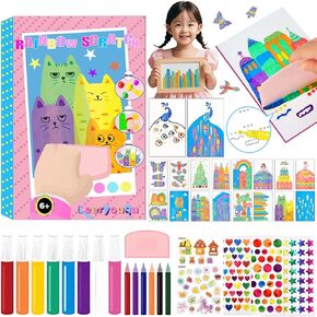 LEERYOUQU DIY Rainbow Scratch Art Painting, Scratch Art for Kids, Squeeze Magic Reveal Craft Kits, DIY Postcards Novelty Gifts, Party Favor