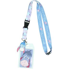 Disney Winnie The Pooh Eeyore See The Good Breakaway Lanyard ID Badge Holder with 2" Rubber Charm