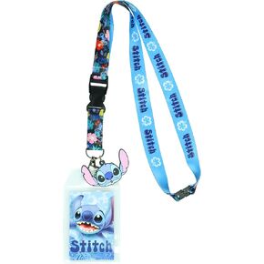 Disney Lilo and Stitch Tropical Breakaway Lanyard ID Badge Holder with 2" Rubber Charm