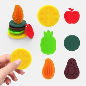 Fidget Sensory Toys for Kids Adults Easter Basket Stuffers Silicone Worry Stone for Autism ADHD Teens Silent Calm Down Toy Quiet Fidgets Stress Items Anxiety(6pcs)