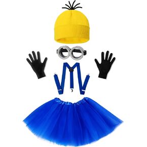 5 PCS Halloween Costume for Kids Girls,Goggles/Beanie/Tutu Skirt/Suspenders/Gloves Halloween Costume Accessories