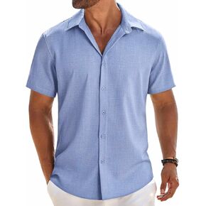 COOFANDY Mens Button Down Shirt Short Sleeve Casual Shirts Beach Summer Shirts Wedding Vacation Shirts