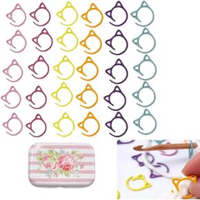 Stitch Markers for Crocheting Cat Stitch Markers with Box Metal Spiral Stitch Markers for Knitting Crochet Stitch Markers Rings Knitting and Crochet Notions (30)