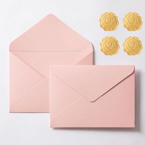 30 Pieces/Pack A7 Envelopes, 5.27 x 7.21'' Black Shiny Envelopes Perfect for 5x7'' Invitation Cards, Weddings Invitations, Photos, greeting Cards, Christmas Gift Cards Envelopes (Pink)