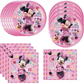 40pcs Minni-e Party Supplies include 20 plates, 20 napkins for the birthday party decoration