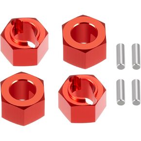4PCS Aluminum Wheel Hex Hub Extenders Adaptor Combiner Coupler with Pin for LO-SI 1/16 Mini-B 1/18 Mini-T 2.0 RC Crawler Car Upgrade Parts (Red)