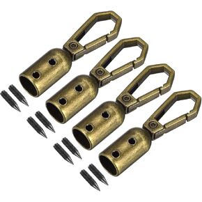 uxcell Cord End Cap, 4Pcs 8mm/0.32" End Cap Barrel Beads Terminators Cord with Screws Finding for Tassel Jewelry Making Bag Strap DIY, Brown