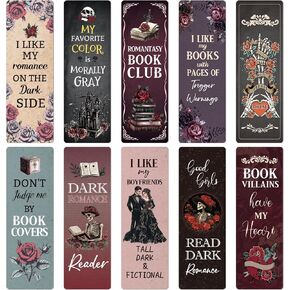 Dark Romance Bookmarks Gifts - 20PCS Gothic Book Marks Skeleton Flower Book Markers Double Sided Romantasy Bookmarks Gift for Women Girls Dark Romance Reader Book Lovers Students Teachers