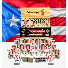 Puerto Rico Gifts Premium Dominoes Set Family and Friends Gift Packs Large Adult Size Double six Domino with PR Flag Authentic Puerto Rican Design