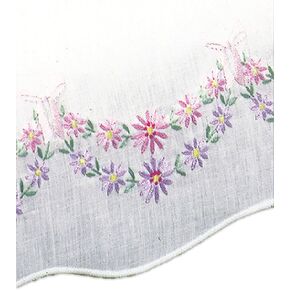 Tobin #231005 Petite Fleur Dresser Scarf 14" x 39" Stamped for Embroidery, White