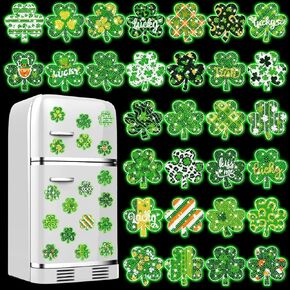Outus 30 PCS Day Patrick's Diamond Painting Magnet Massion Diamond Art Magnets Magnets for Revigerator Irish Shamrock St Patrick Magnets ملصق لمشاكري DIY Craft Home Decors
