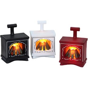3 Pcs LED Miniature Luminous Fireplace Lights, Home Interior Decoration Ornament, Doll Furniture, Black, Red, White