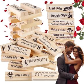 Lust Tower, Game for Adults, 48Pcs Super Naughty Block Tower Game, Couples Games for Adults, Couples Gift Ideas, Tumbling Tower Stacking Blocks Game, Stacking Wooden Block Game for Grown Ups