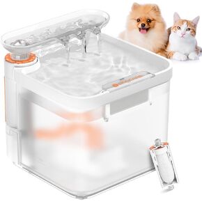 Cat Water Fountain 85oz/2.5L Dog Water Dispenser with Ultra-Filtration 90-Days Long Lasting Filter, Smart Pet Fountain with Triple Filtration | Ultra Quiet | Water Level Window