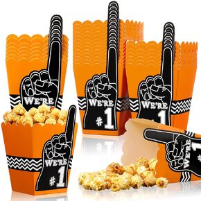 Engrowtic 24 Pcs Basketball Snack Popcorn Boxes Basketball Party Supplies Kids Birthday Party Favors Paper Basketball Cups Fan Fingers Treat Food Bowls for Basketball Birthday Party Decorations Favors