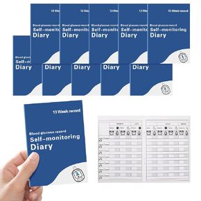 10Pcs Diabetes Blood Pressure Log Book Daily 4 x 5.5 inch Glucose Journal Diabetes Self Test Diary 13 Weeks Blood Sugar Record Book at Each Meal for Tracking Recording of Blood Pressure Heart