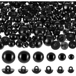 Xinjoduz 300 pcs خياطة على عيون للحيوانات المحشوة ، أزرار عيون السلامة السوداء الفطر البلاستيكي مقببة خياطة عيون ل DIY دمية الدمية حيوانات حيوانات صناعة الدمية (7 مم-15 مم)