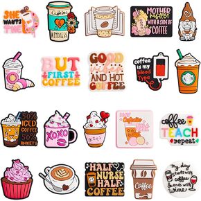 Silicone Focal Beads, 20 Pcs Coffee Theme Silicone Focal Beads Bulk for Pens, Silicone Charm Beads Accessory Kit for Beaded Pens, Keychain Making & DIY Handmade Crafts