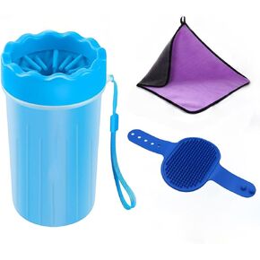 Dog Paw Cleaner,Washer,Pets Foot wash Cup-Pet Foot Cleaner for Small Medium Large Breed Dogs/Cats Pet Clean Paws Miracle Tool(with 1 Towel& 1Brush) Blue